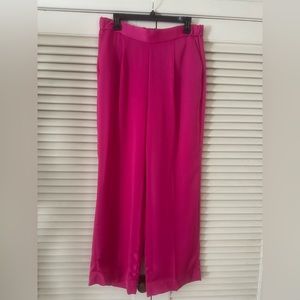NWT BANANA REPUBLIC BARBIECORE FAB HOT PINK WIDE LEG PULL-ON SATIN PANTS!